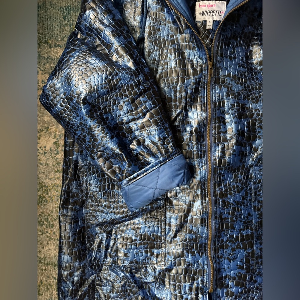 Vintage Kenn Sporn Wippette snakeskin quilted hooded rain coat, size large - Picture 10 of 16